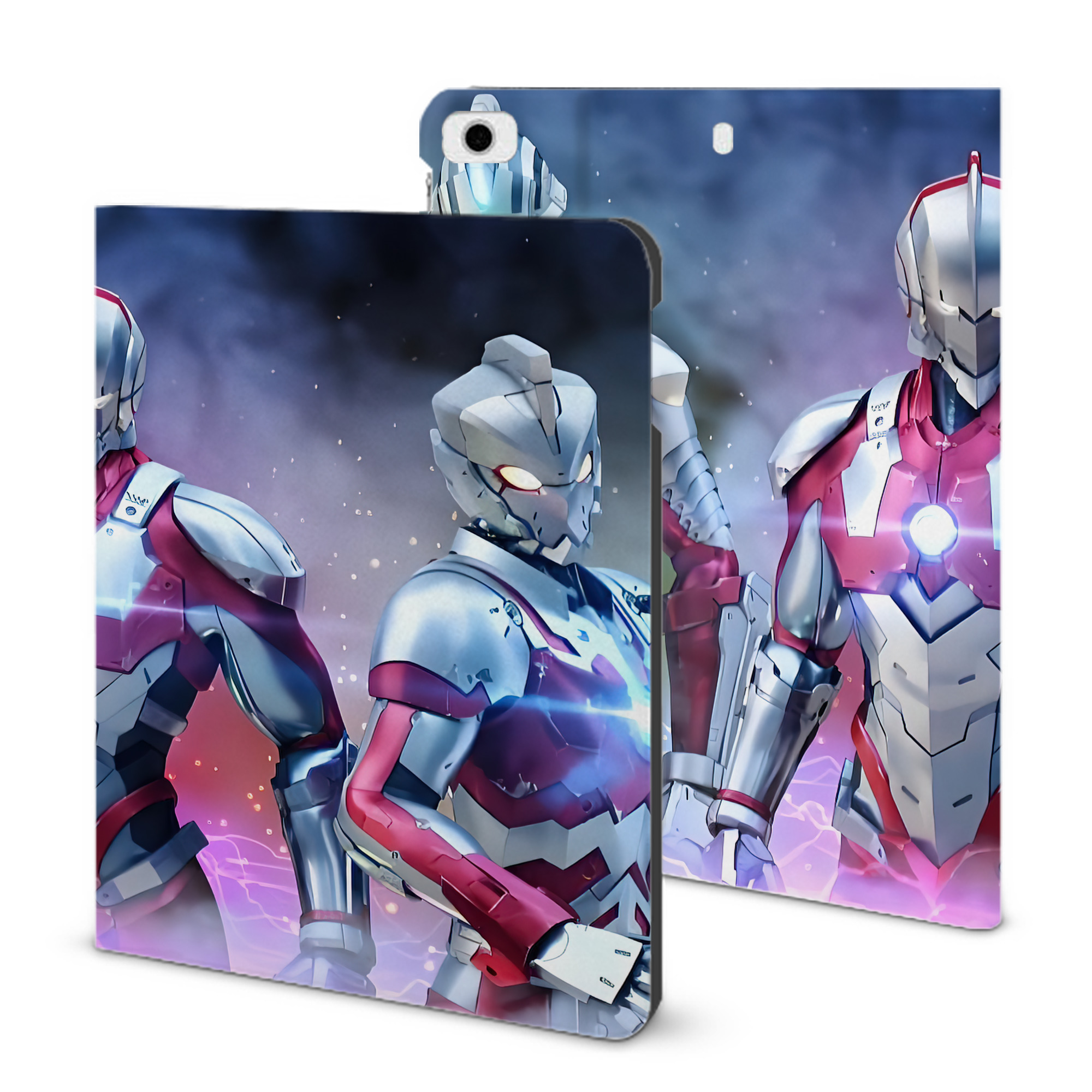 （画像用） ウルトラマン Ultraman IPad ケース ブック型 PUレザー TPU 耐衝撃 軽量 薄型 ペン収納なし 全面保護 IPad 各モデル対応